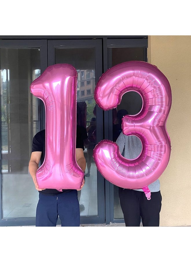 جونهامويلبور 13 بالون رقم وردي 13 رقاقة مايلار جامبو عملاقة كبيرة كبيرة 31 بالون رقم 13 حلوى عيد الميلاد الحادي والثلاثين لوازم ديكورات حفلات الذكرى السنوية للفتيات والنساء بالون 40 بوصة  - Image 4