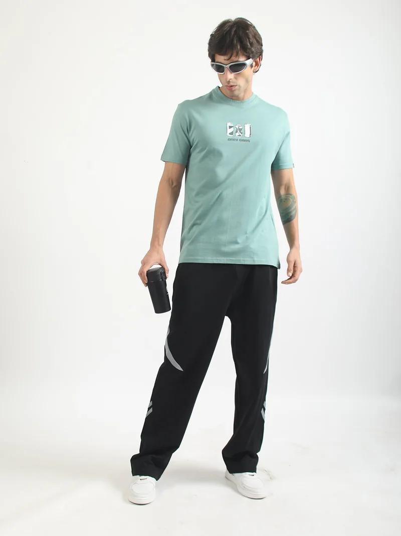 Maniac  Maniac Mens Printed Round Neck Half Sleeve Light Grey Cotton T-Shirt for Men | Best Price UAE