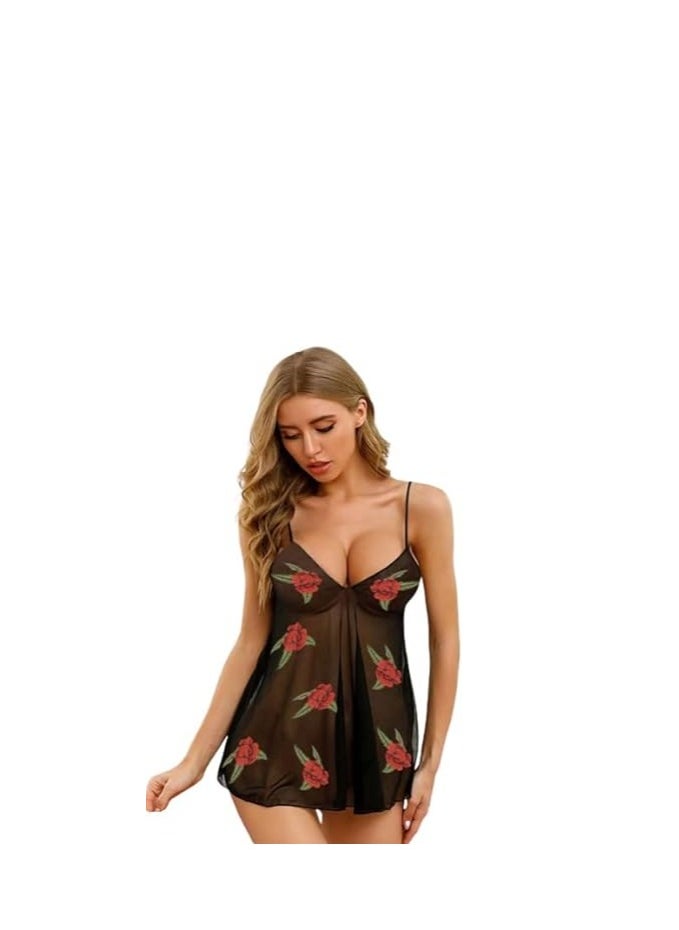 Generic - Short babydoll lingerie, black playsuits, elegant women’s nightgown from Four H, code 184 - Image 1