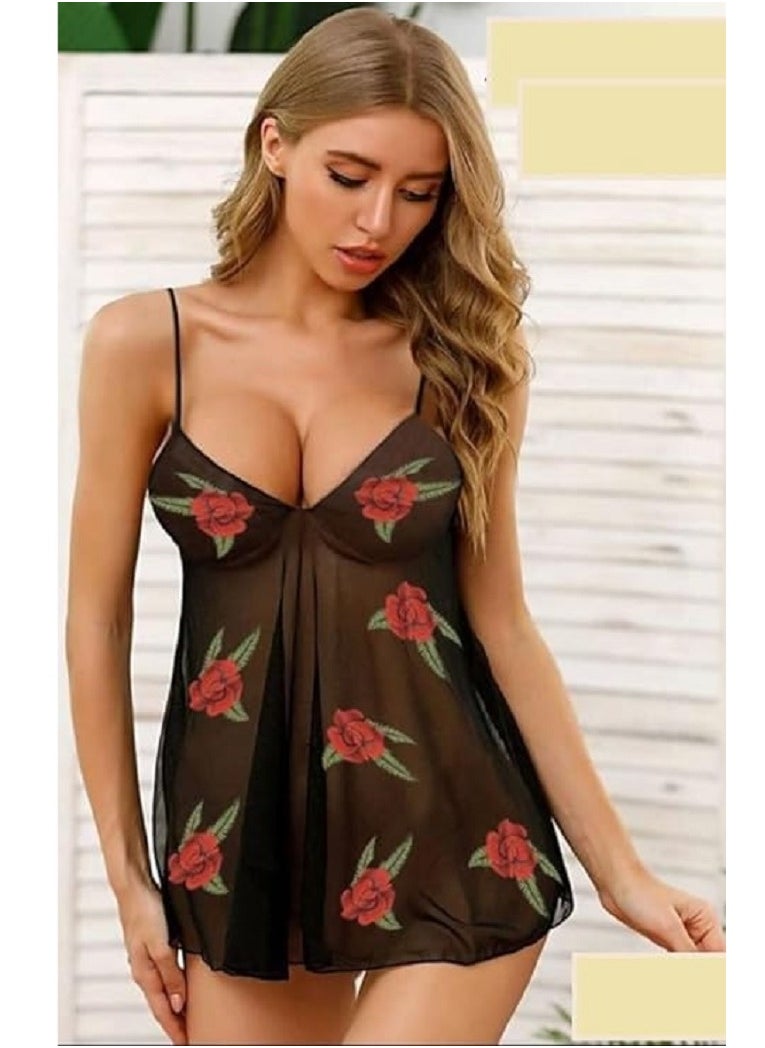 Generic - Short babydoll lingerie, black playsuits, elegant women’s nightgown from Four H, code 184 - Image 1