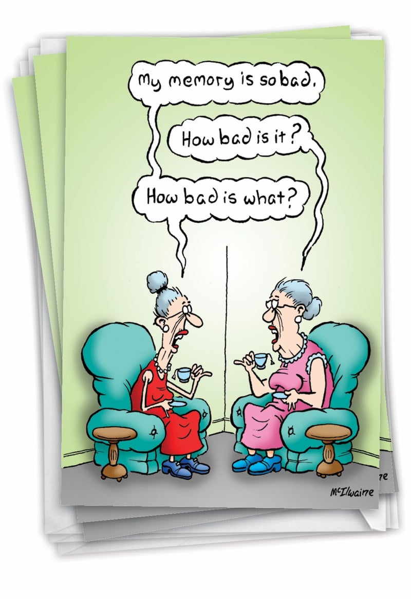 NobleWorks Pack of 3 Hilarious Birthday Greeting Cards with Envelopes (1 Designs, 3 Each) Bad Memory C3680BDG-C3x1 - Image 1