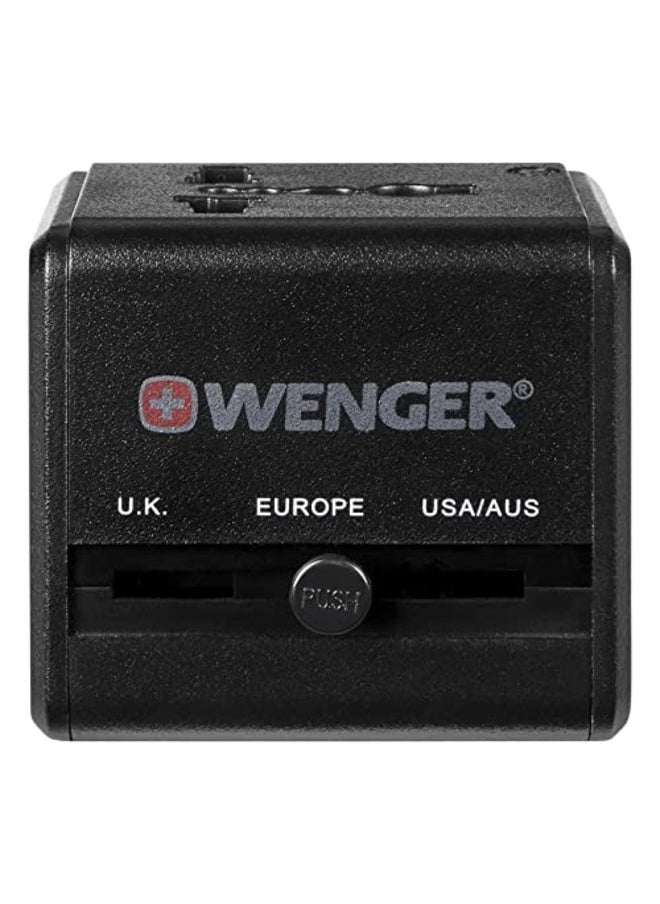 Wenger - Travel Adapter With 2 USB Charger Black - 604559 - Image 1