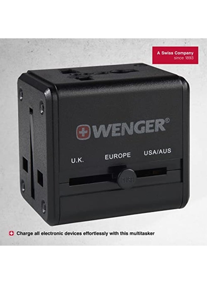Wenger - Travel Adapter With 2 USB Charger Black - 604559 - Image 1