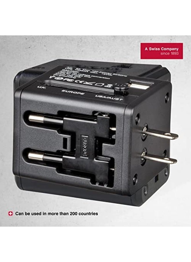 Wenger - Travel Adapter With 2 USB Charger Black - 604559 - Image 1