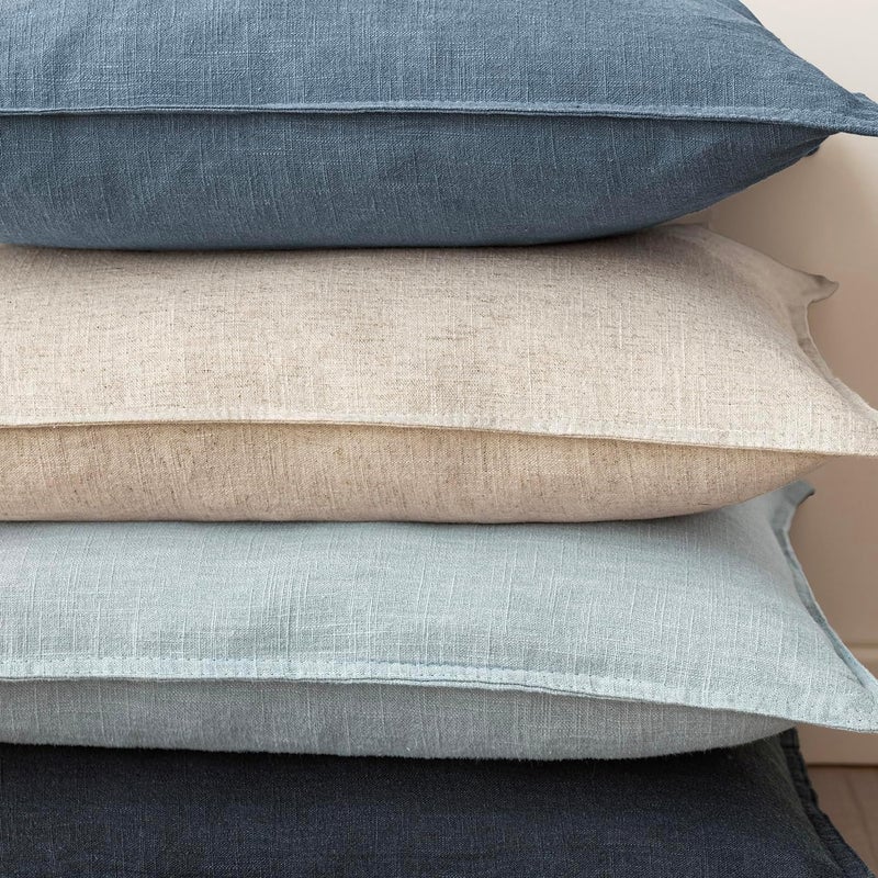 Foindtower Set of 2, Decorative Linen Soild Throw Pillow Covers Soft Accent Euro Cushion Case Boho Farmhouse Neutral Pillowcase for Couch Sofa Bedroom Living Room Home Decor 26 x 26 Inch Misty Blue - Image 5