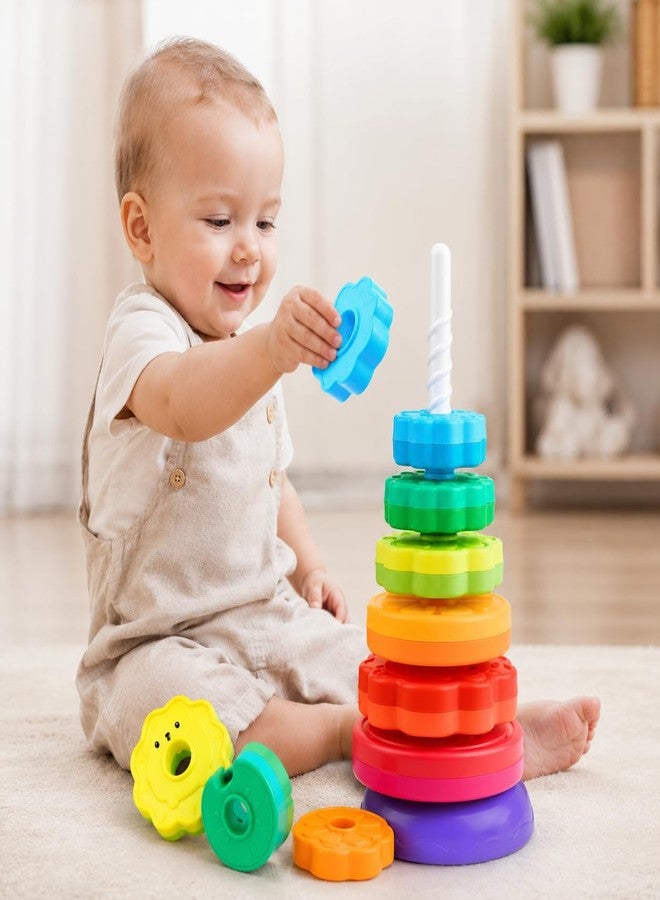 Mahantnishth Stack & Spin Montessori Toy for Toddlers 1-3 Years | Shape Sorting, Color Recognition & Sensory Learning Toy | Fine Motor Skills Development | Birthday Gift for Boys & Girls (Pack of 1) - Image 3