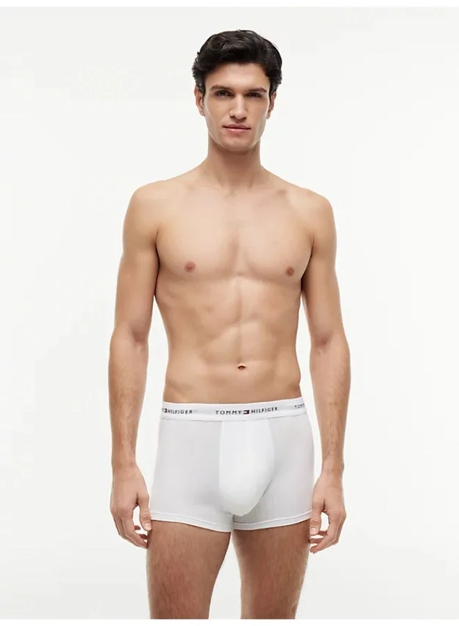 TOMMY HILFIGER White/White/White 3-Pack Signature Repeat Logo Waistband Trunks for Men | Best Price UAE