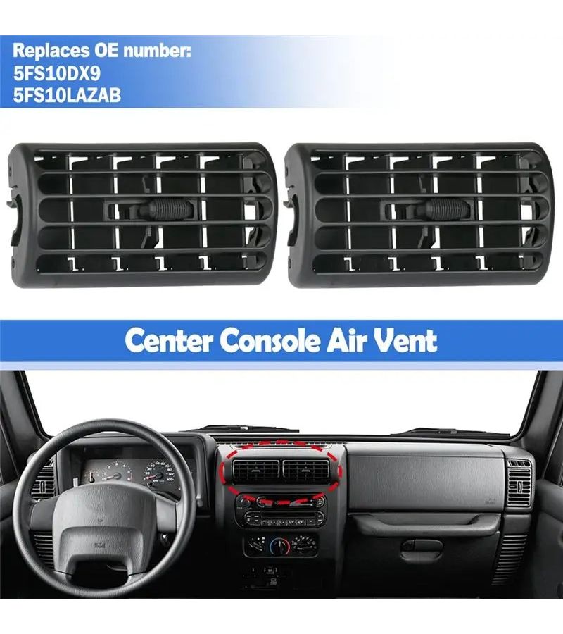 2 Pcs A Set Black Air Vent Grille For Jeep Wrangler TJ 1997 2006 Cherokee XJ 1997 2001 Center Console Extension 5FS10DX9 5FS10LAZAB - Image 1