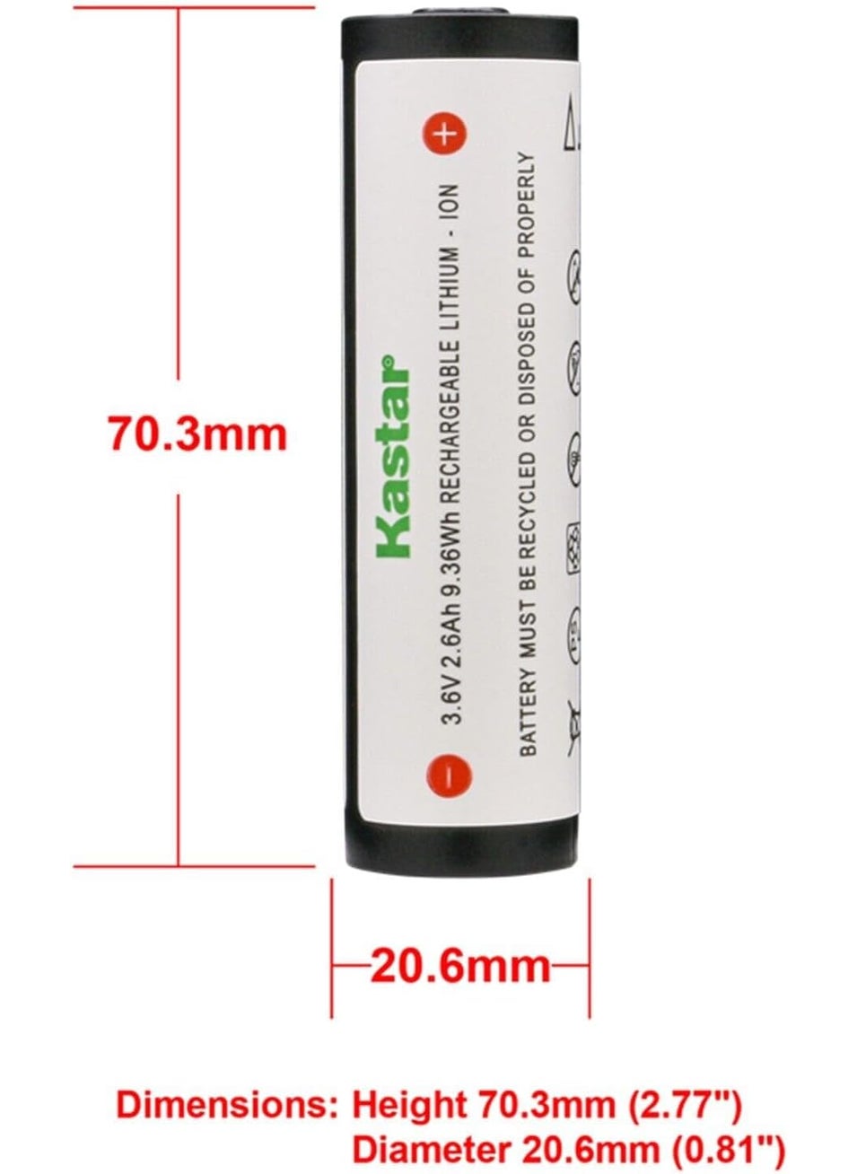 Kastar Kastar 1Pack 37V 26Ah 74175 Flashligth Battery Compatible with Strion DS HPL Flashlight Strion DS HL Flashlight ProTac HL USB Flashlight ProTac HL USB Flashlight  - Image 3