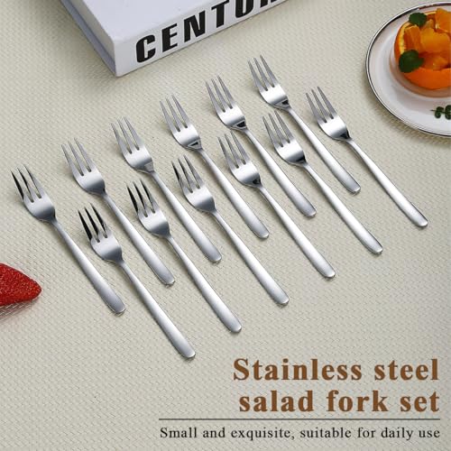 Kyraton Dessert Forks 12 Pieces, 6.15" Stainless Steel Cake Forks Silverware Set, Fruit Forks, Cocktail Forks, Appetizer Small Forks, Dishwasher Safe - Image 3