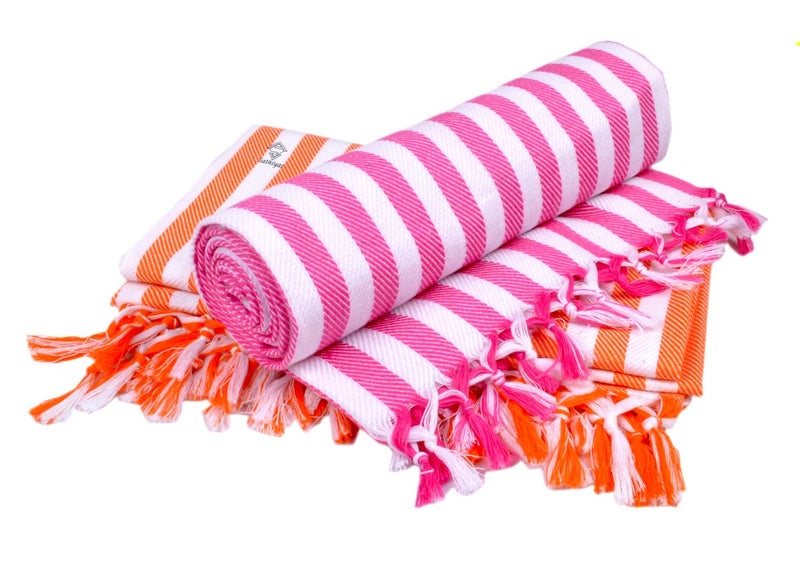 Sathiyas Supreme Turkish 480 GSM Cotton Bath Towel (2.5 x 5 ft, Multicolour) -Set of 2 - Image 1