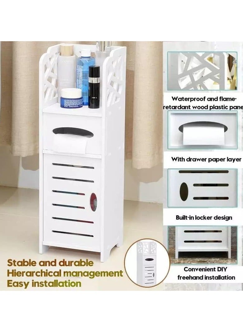 TPGP 3-Layer Bathroom Floor Cabinet Rack Corner with Tissue Unit and Drawer for Kitchen - Image 4