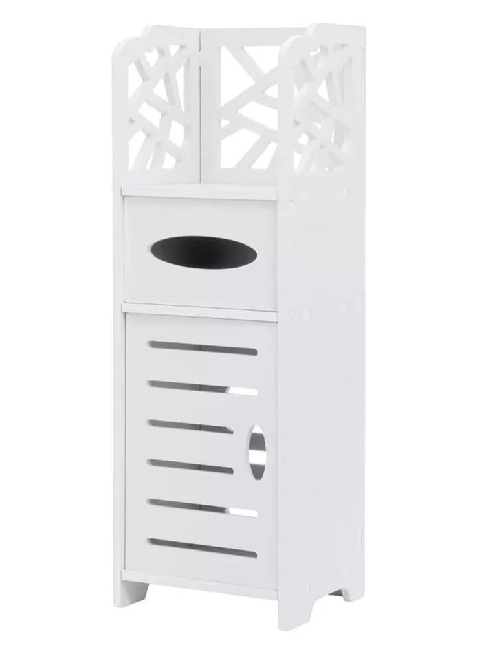 TPGP 3-Layer Bathroom Floor Cabinet Rack Corner with Tissue Unit and Drawer for Kitchen - Image 2