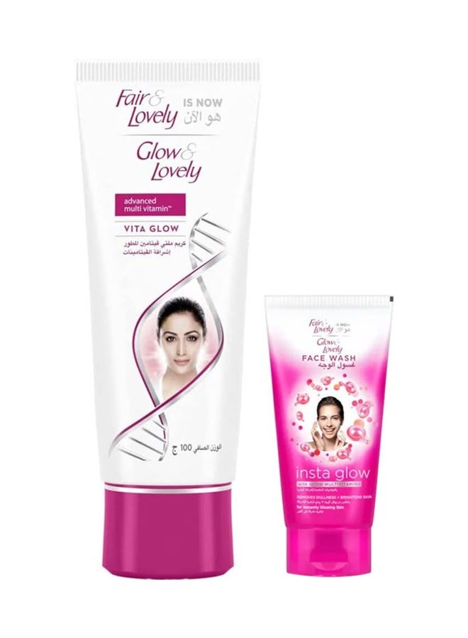 Glow & Lovely كريم لوفلي مع غسول الوجه إنستا جلو، عبوة من 2 - Image 1