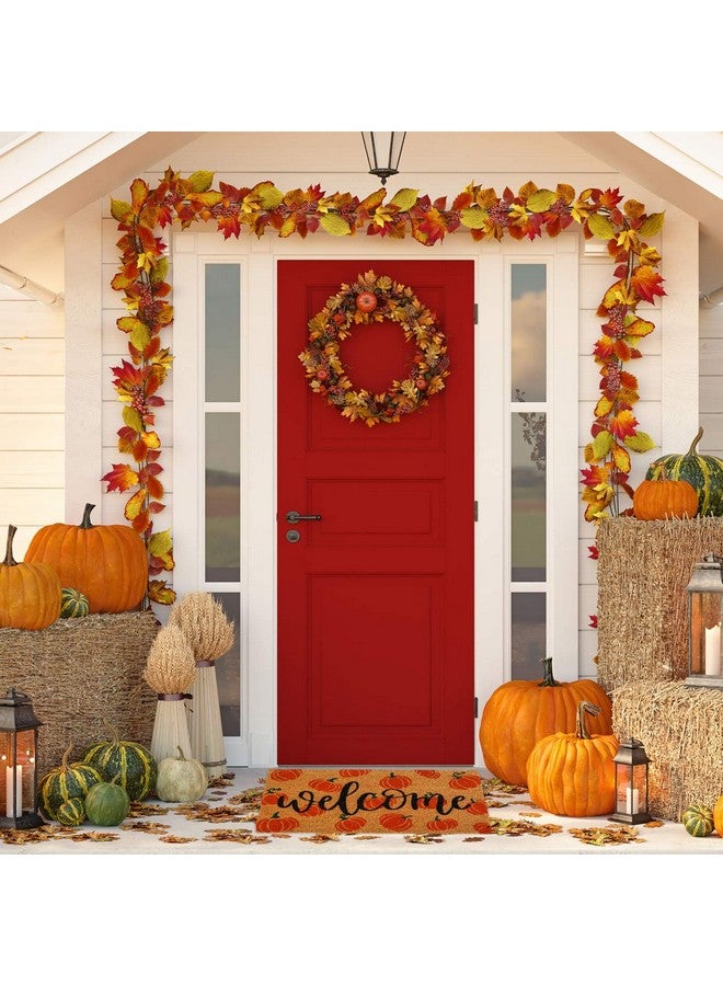AnyDesign Fall Coir Doormat Welcome Pumpkins Door Mat Non-Slip Farmhouse Floor Mats Autumn Decorative Entrance Door Rugs for Halloween Thanksgiving Indoor Outdoor Bathroom Porch Decor, 16.5 x 29 Inch - Image 3