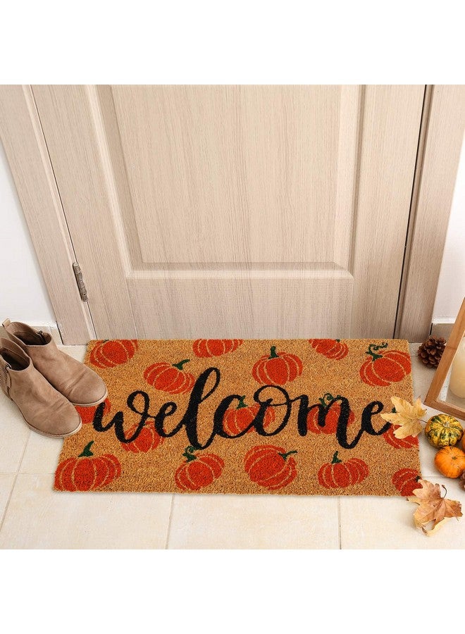 AnyDesign Fall Coir Doormat Welcome Pumpkins Door Mat Non-Slip Farmhouse Floor Mats Autumn Decorative Entrance Door Rugs for Halloween Thanksgiving Indoor Outdoor Bathroom Porch Decor, 16.5 x 29 Inch - Image 4