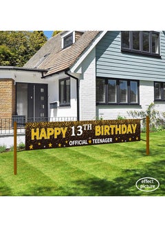 Shiny Ushinemi Happy 13Th Birthday Banner, Official Teenager Banner, 13 Year Old Birthday Party Decorations Supplies Sign Backdrop, Black, 9.8X1.6Ft  - Image 3