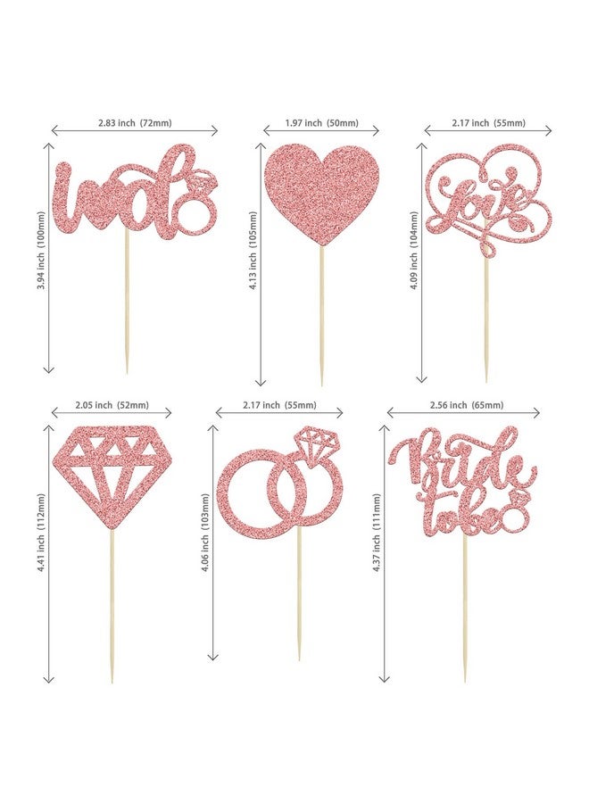 Ephlyn 24Pcs Bride To Be Cupcake Toppers Rose Gold Glitter Love I Do Cake Decorations Heart Ring Diamond Cupcake Picks Wedding Engagement Bridal Shower Party Cake Decorations Supplies  - Image 2
