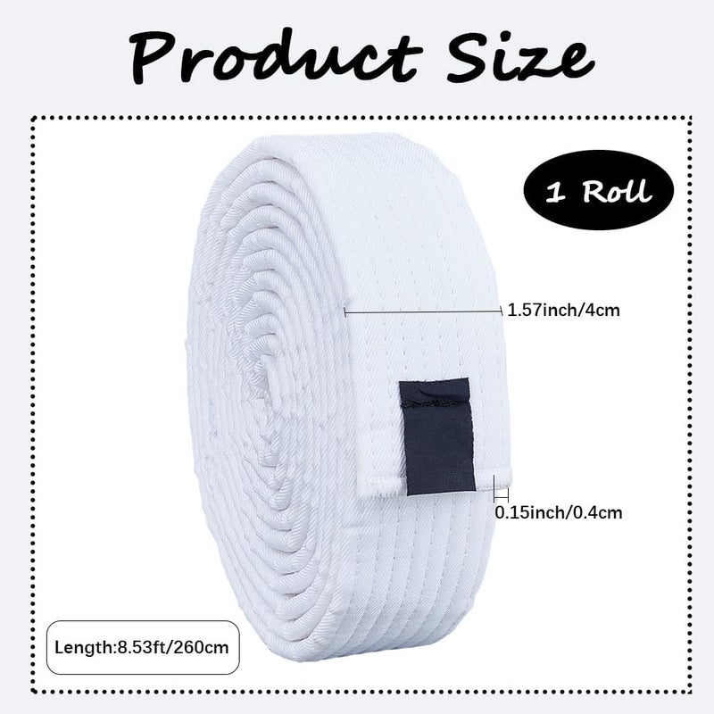 CREATCABIN CREATCABIN White Karate Belts Polyester Martial Arts Belt Judo JiuJitsu TKD Aikido Uniform Rank Belt Long Soft Universal Fit Adult Belts Taekwondo for Men Women Sports Training Equipment 853ft - Image 2