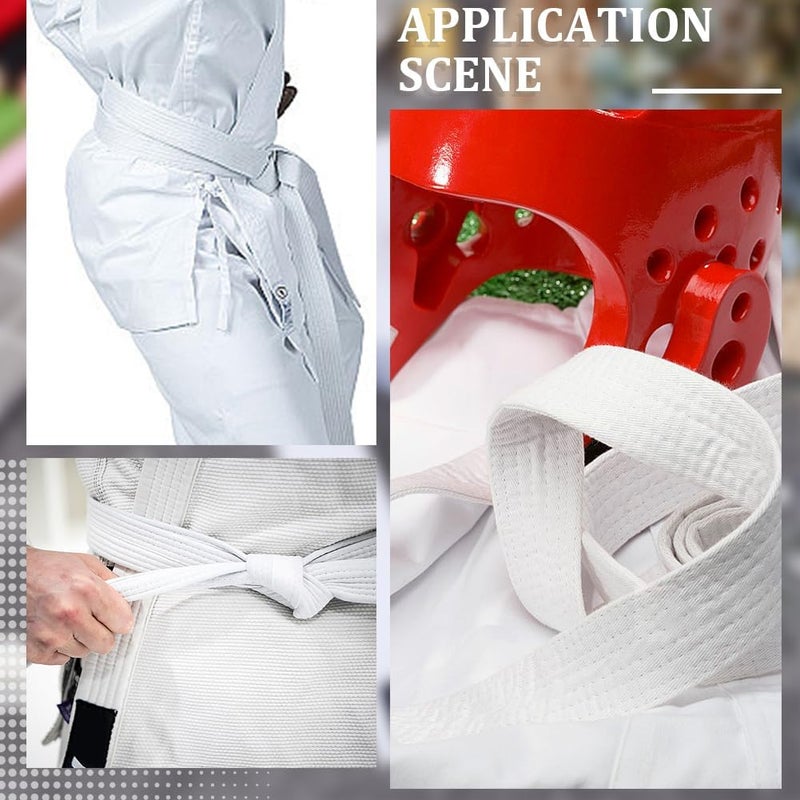 CREATCABIN CREATCABIN White Karate Belts Polyester Martial Arts Belt Judo JiuJitsu TKD Aikido Uniform Rank Belt Long Soft Universal Fit Adult Belts Taekwondo for Men Women Sports Training Equipment 853ft - Image 4