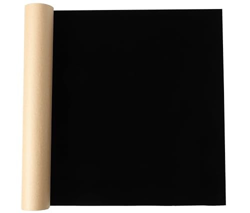 SANSAM Self-Adhesive Flannel Fabric - 17.0''x57.1'' Roll Soft Black Adhesive Velvet Flocking Liner for Drawer, Cabinet,Shelves,Jewelry Box, Felt Repair Patch for Clothing, Furniture - Image 1