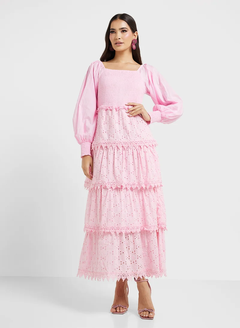 ELLA Tiered Eyelet Dress