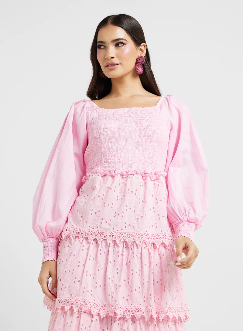 ELLA Tiered Eyelet Dress