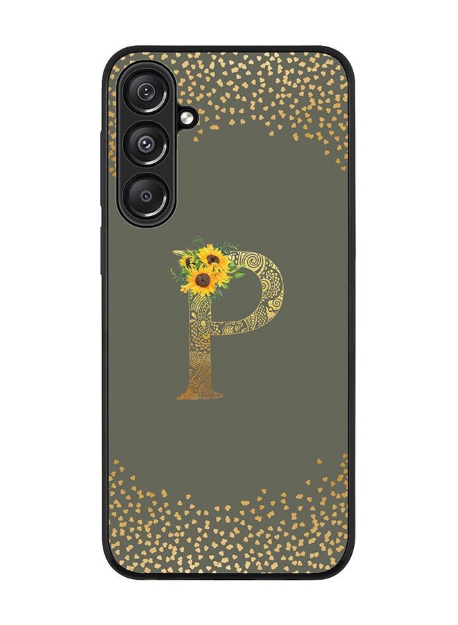 Stylizedd For Samsung Galaxy A16 / A16 5G Case,Slim fit Camera Protection, Shockproof Thin Phone cover - Custom Floral Monogram - P (Olive Green ) - Image 1