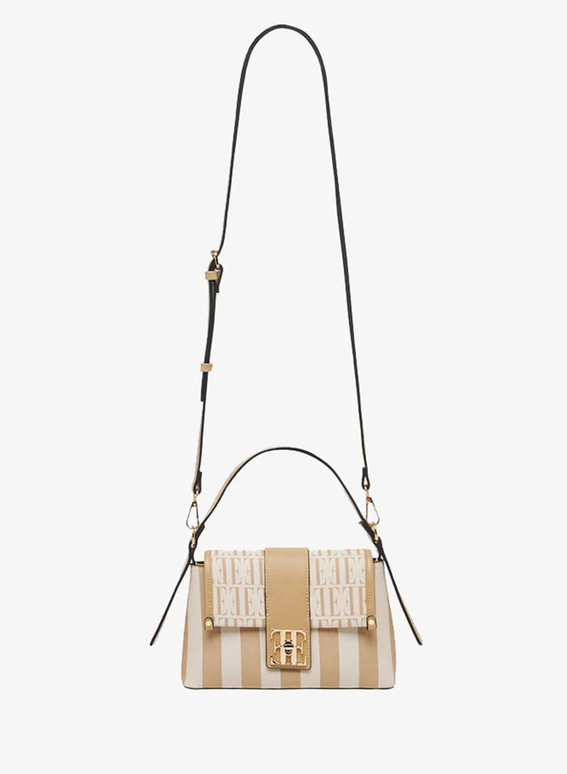 ELLE IVORY Monogram Print Satchel Bag with Adjustable Strap for Women | Best Price UAE