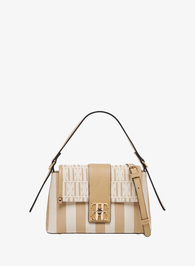 Monogram Print Satchel Bag with Adjustable Strap