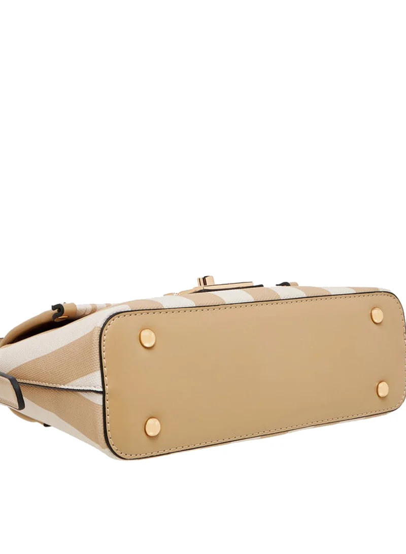 ELLE IVORY Monogram Print Satchel Bag with Adjustable Strap for Women | Best Price UAE