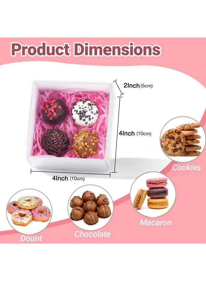 JCXGRVC 25-Pack of 4x4x2 Inch White Bakery Boxes with Clear Lids - for Strawberries, Cookies, Macarons, Donuts & Desserts - Holiday Gift & Party Favor Packaging for Christmas, Birthdays, Weddings - Image 2