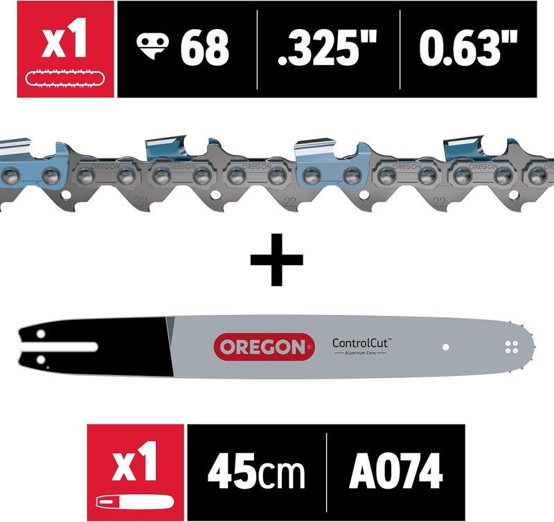 Oregon 18-Inch Replacement Chainsaw Bar & L68 Chain, .325" Pitch, .063" Gauge, 68 Drive Links, Fits Various Stihl Models (578780) - Image 1