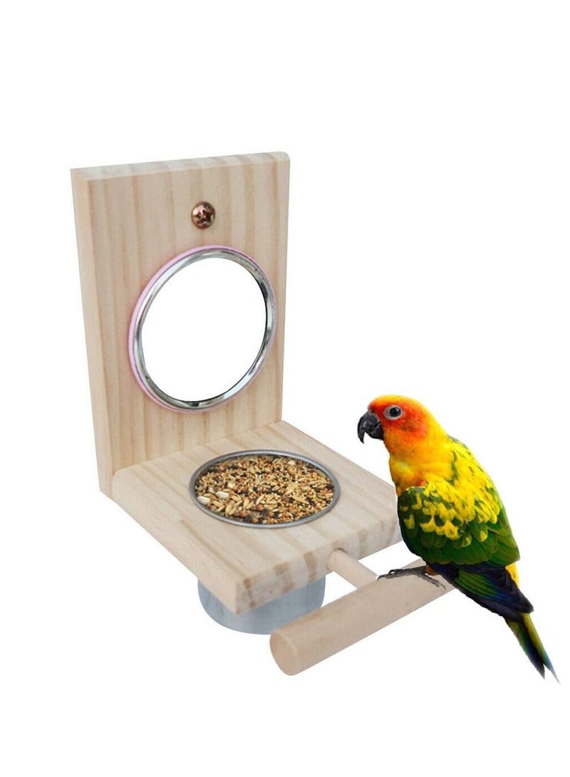 Bird Feeder Parrot Perches Toys Mirror Stand Stainless Steel Food Bowl Cup Cage Accessories Fun Play for Cockatoo - Image 3