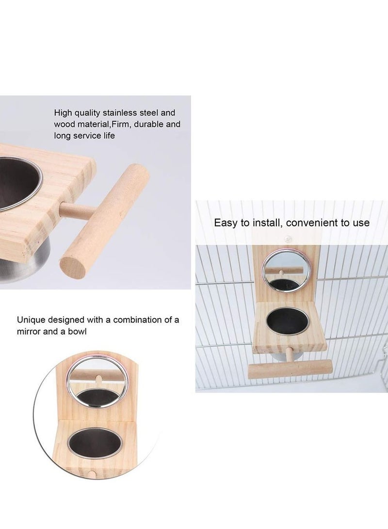 Bird Feeder Parrot Perches Toys Mirror Stand Stainless Steel Food Bowl Cup Cage Accessories Fun Play for Cockatoo - Image 5