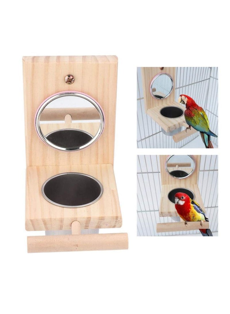 Bird Feeder Parrot Perches Toys Mirror Stand Stainless Steel Food Bowl Cup Cage Accessories Fun Play for Cockatoo - Image 1