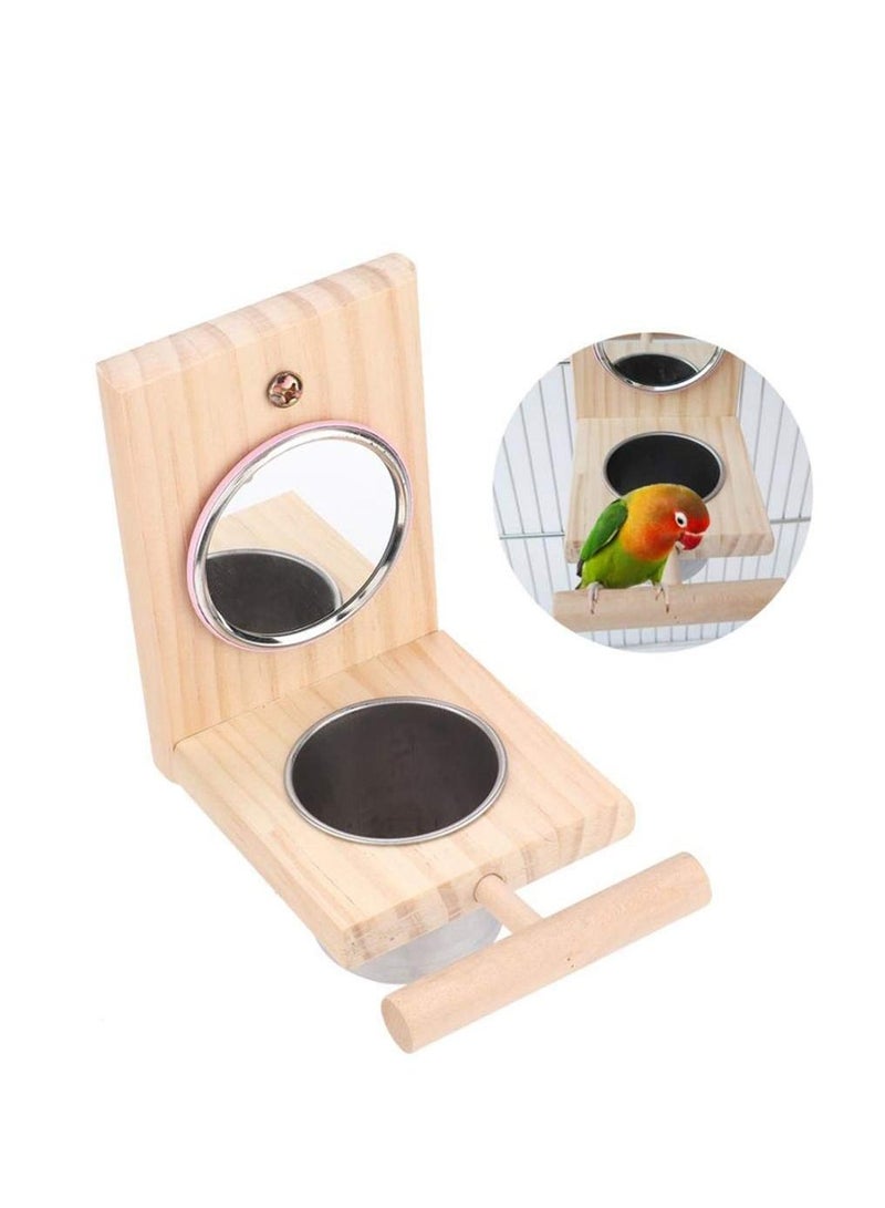 Bird Feeder Parrot Perches Toys Mirror Stand Stainless Steel Food Bowl Cup Cage Accessories Fun Play for Cockatoo - Image 4