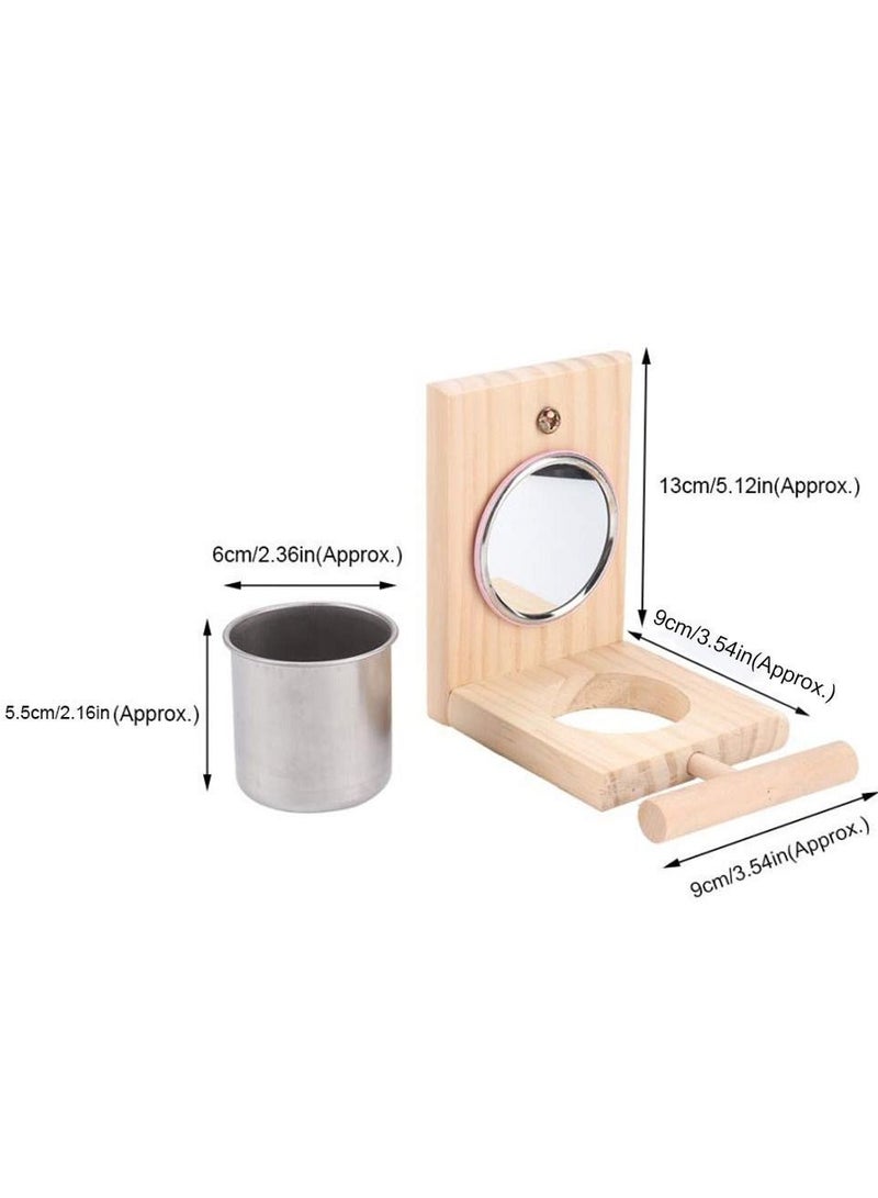 Bird Feeder Parrot Perches Toys Mirror Stand Stainless Steel Food Bowl Cup Cage Accessories Fun Play for Cockatoo - Image 2