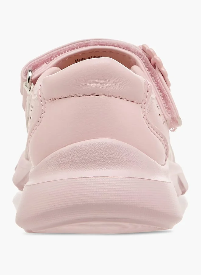 JUNIORS Girls Little Laser Cut Detail Mary Jane Shoes with Hook and Loop Closure