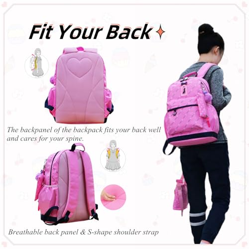 VIDOSCLA 3Pcs Heart Printing Backpack Sets Bowknot Primary Schoolbag Travel Daypack Shoulder Bag Girls Rucksack knapsack - Image 3