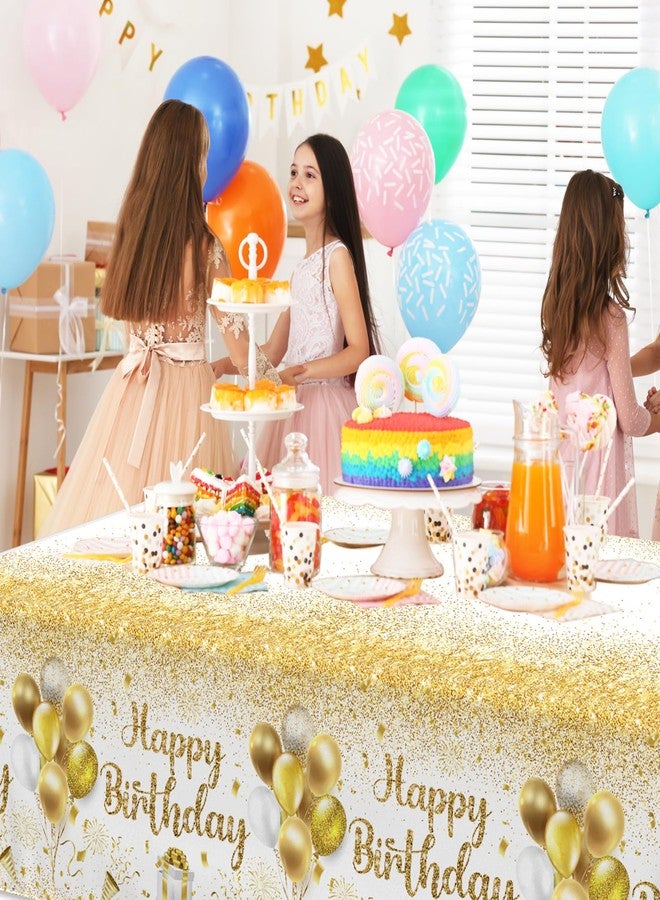 مفارش طاولة عيد ميلاد سعيد - زينة حفلات ذهبية وبيضاء، 3 قطع أغطية طاولات للاستخدام مرة واحدة لأعياد الميلاد الداخلية والخارجية - Image 5