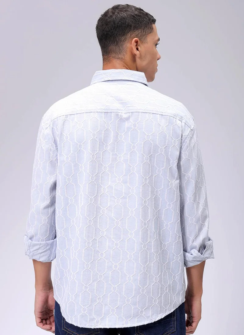 The Indian Garage Co Men Relaxed Fit Solid Full Sleeves Cutaway Collar Resort Wear Shirt