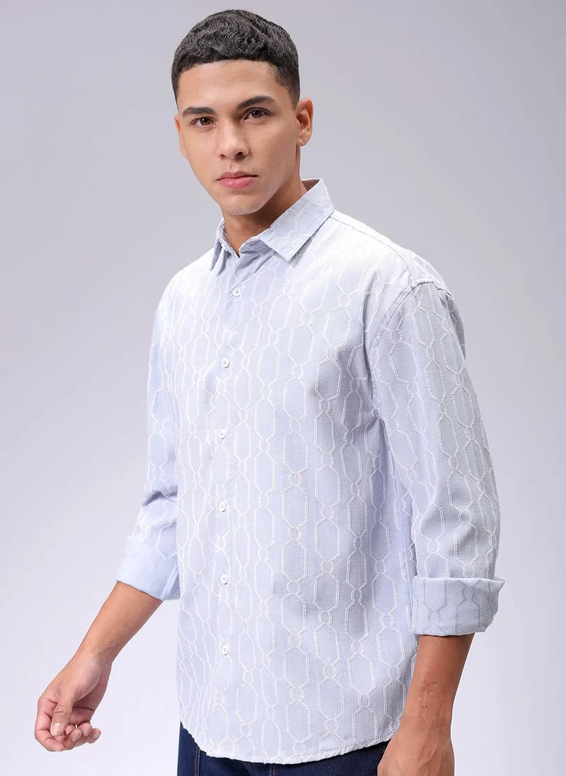 The Indian Garage Co Men Relaxed Fit Solid Full Sleeves Cutaway Collar Resort Wear Shirt