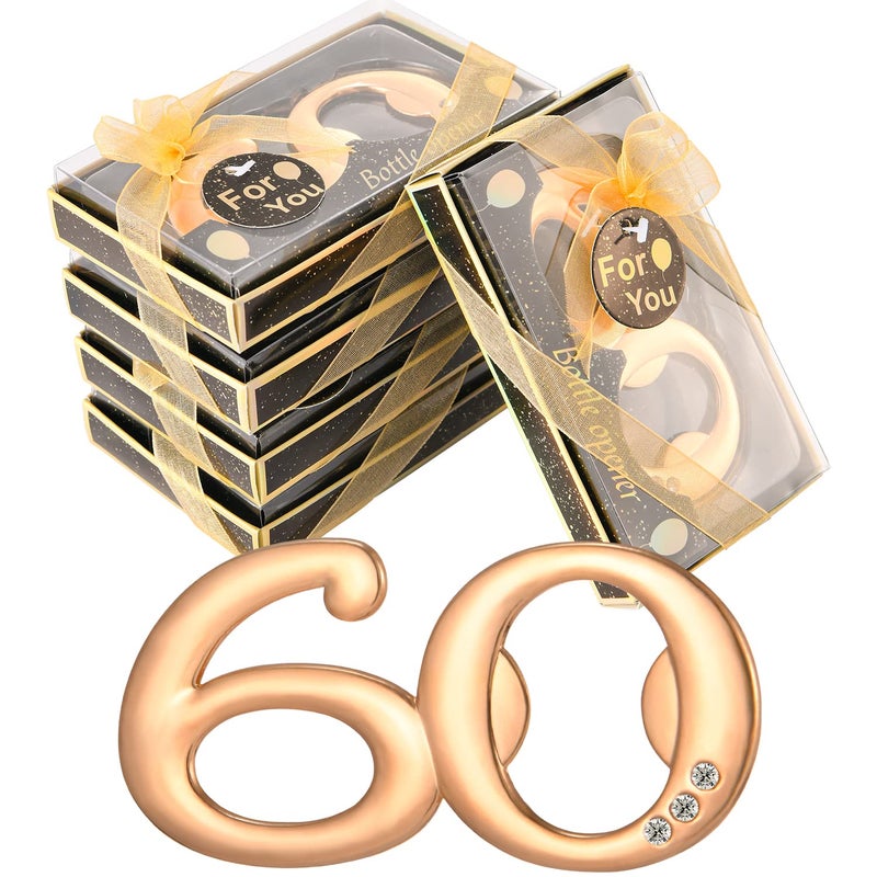 Winocbxt 50Pieces 60 Bottle Opener Gifts for 60th Birthday Party Favors 60th Anniversary Party Return Gifts or Souvenirs for Guests Gold and Black Theme Party Decorations 60 - Image 2