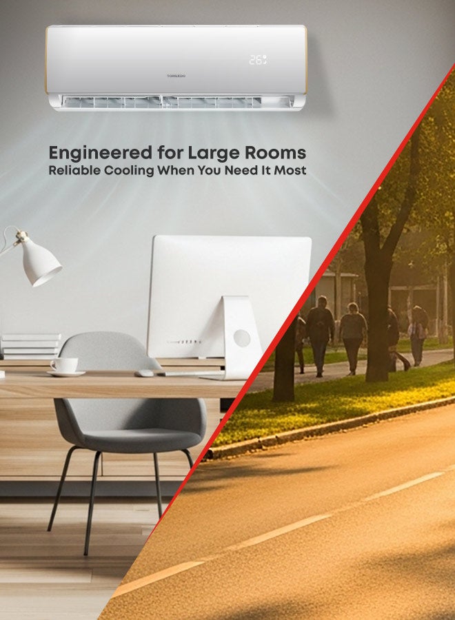 TORNADO 2 Ton Cool Split Air Conditioner, 22000 BTU, T3 Compressor, white, R410 Refrigerant, Turbo Mode, Digital Display, Golden fin, 4 Ways Swing, TH-C24AHK - Image 5