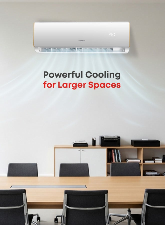 TORNADO 2 Ton Cool Split Air Conditioner, 22000 BTU, T3 Compressor, white, R410 Refrigerant, Turbo Mode, Digital Display, Golden fin, 4 Ways Swing, TH-C24AHK - Image 1