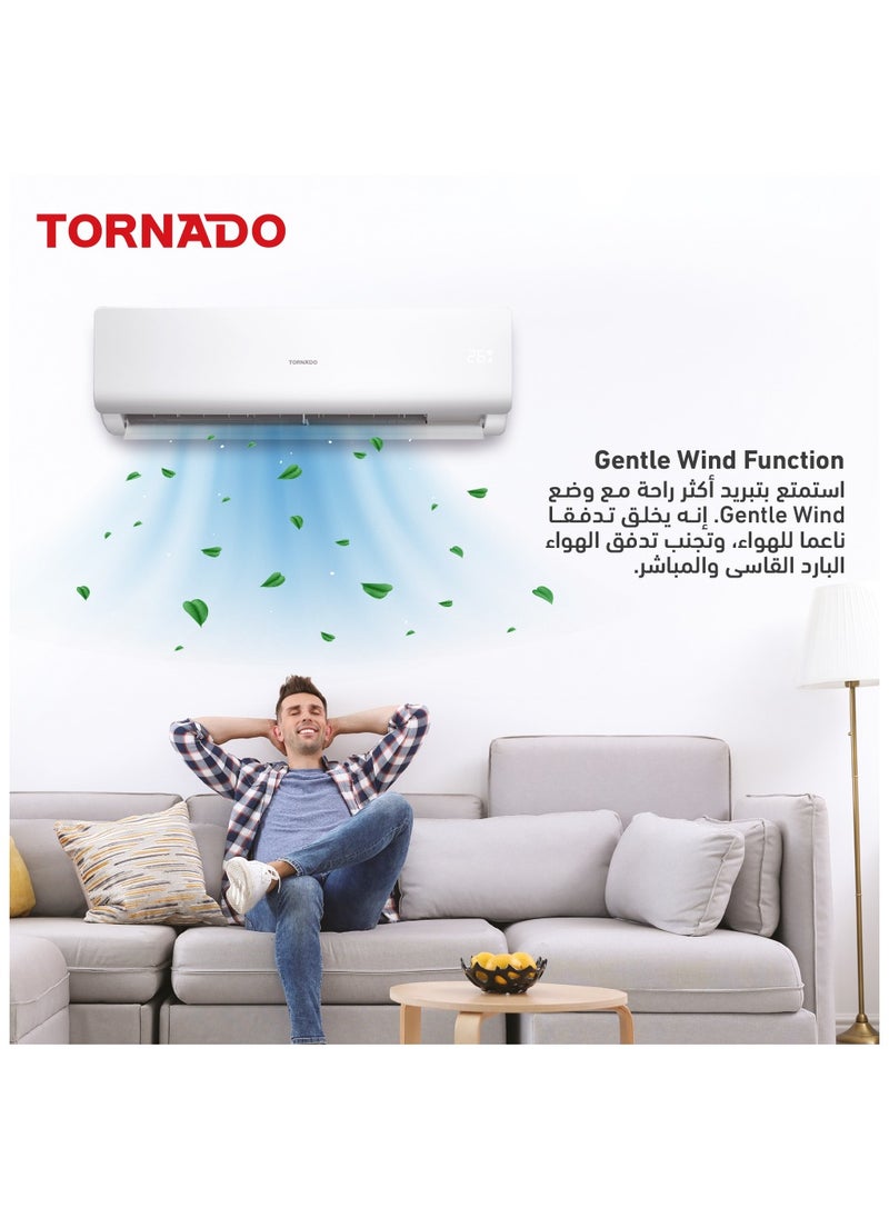 TORNADO 2 Ton Cool Split Air Conditioner, 22000 BTU, T3 Compressor, white, R410 Refrigerant, Turbo Mode, Digital Display, Golden fin, 4 Ways Swing, TH-C24AHK