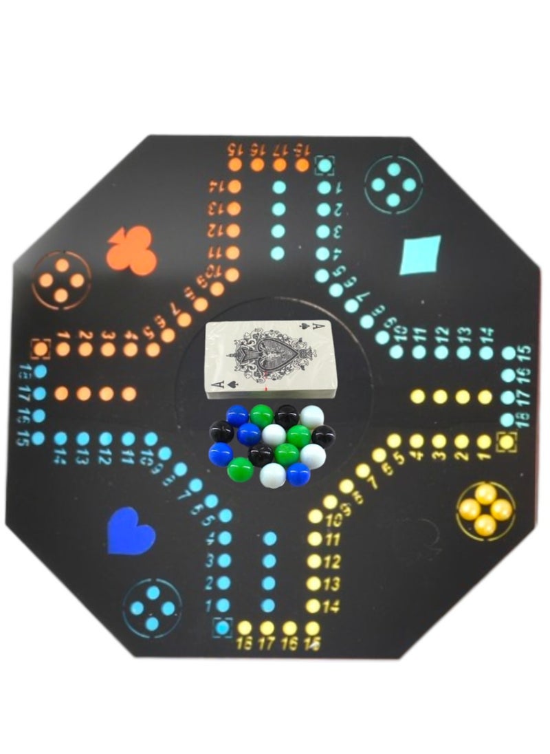 Jackaroo - High Quality 4 Player Wooden Jackaroo Board Game And Card Set With 16pcs Marble-40x40cm - Image 1