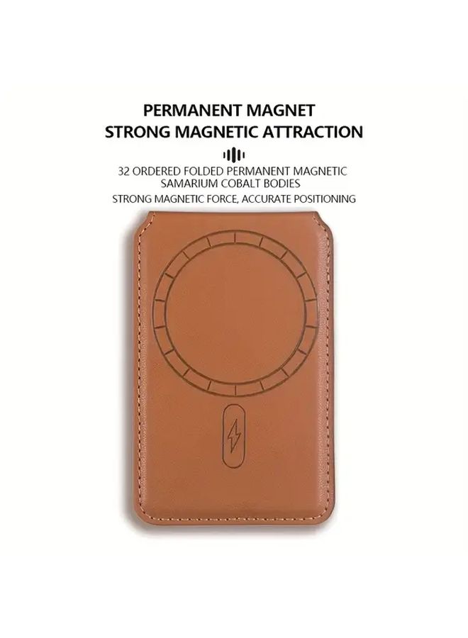 Brown PU Leather Magnetic Card Holder Phone Stand for Apple iPhone Multiple Cards - Image 4