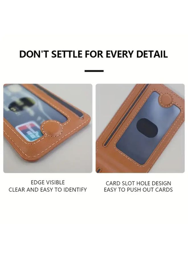 Brown PU Leather Magnetic Card Holder Phone Stand for Apple iPhone Multiple Cards - Image 5
